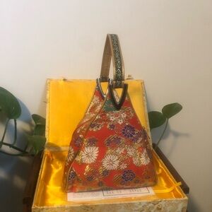 Vibrant Boxed Floral Shoulder Bag